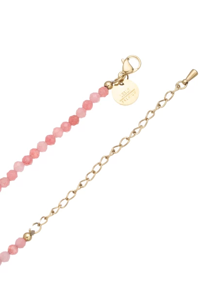 Leslii Kurze Kette Natursteine Rosa Pink