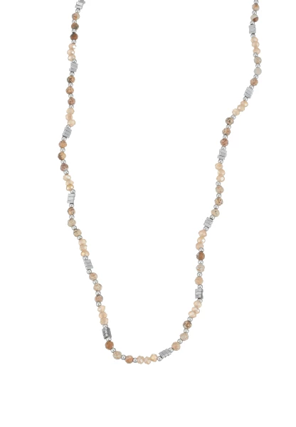 Leslii Kurze Kette Natursteine Stainless Steel Braun