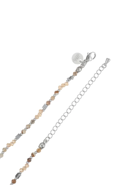 Leslii Kurze Kette Natursteine Stainless Steel Braun