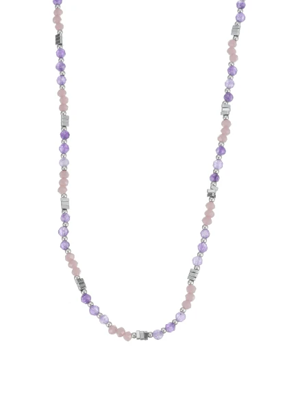 Leslii Kurze Kette Natursteine Stainless Steel Lila