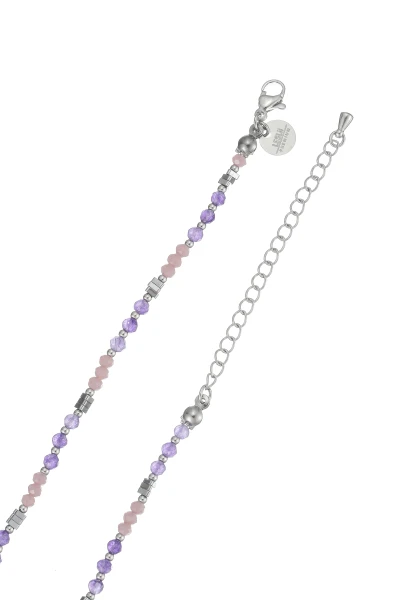 Leslii Kurze Kette Natursteine Stainless Steel Lila
