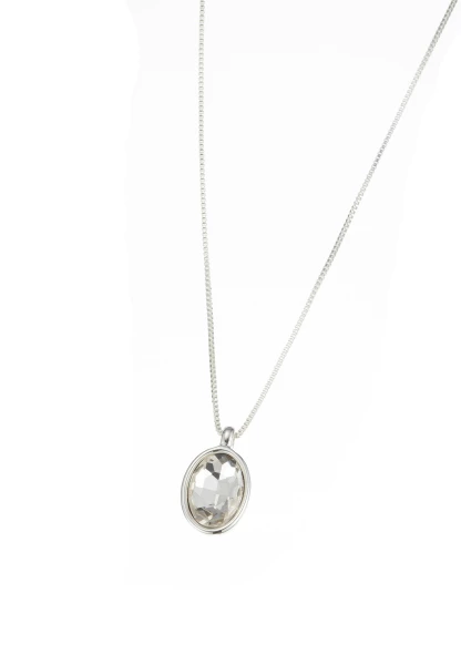 Leslii Kurze Kette Oval Glasstein Silber