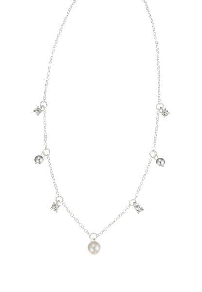 Leslii Kurze Kette Perle Kristall Silber