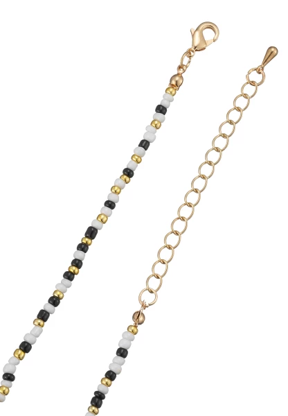 Leslii Kurze Kette Perle Schwarz Weiß