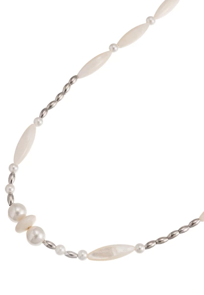 Leslii Kurze Kette Premium Collier Perlen Herz Collier In Weiß Silber