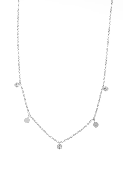 Leslii Kurze Kette Recycled Kristall Versilbert