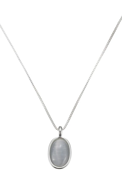 Leslii Kurze Kette Simple Stone Grau Silber
