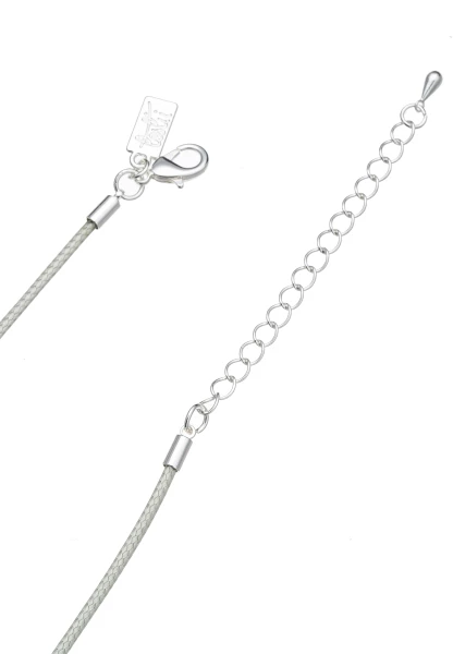 Leslii Kurze Kette Stoffband Swing Grau Silber