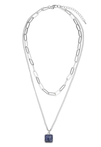 Leslii kurze layering-Halskette blau