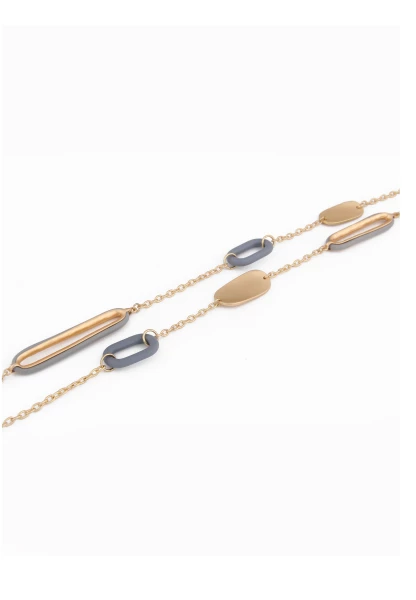 Leslii Lange Gliederkette In Blau Gold