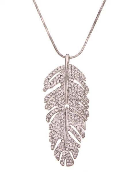 Leslii Lange Halskette Blattanhänger Strass