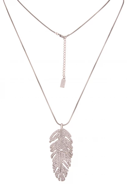Leslii lange Halskette Blattanhänger Strass