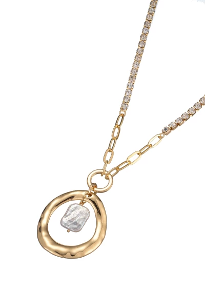 Leslii Lange Halskette Gliedermix Süßwasserperle