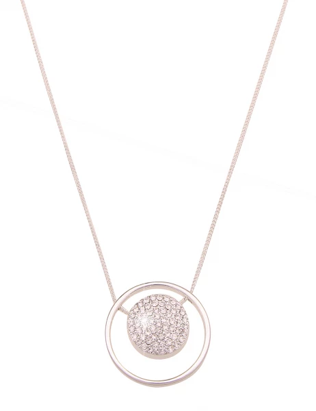 Leslii Lange Halskette Glitzer Ring Silber