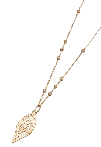 Leslii Lange Halskette Gold Blattanhänger