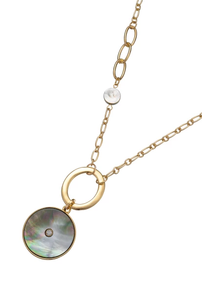 Leslii Lange Halskette Gold Ring Scheibenanhänger