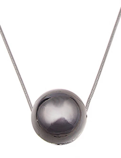 Leslii Lange Halskette Halbkugel In Silber Schwarz