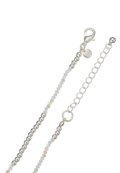 Leslii Lange Halskette Herz Glasperlen Weiß Silber