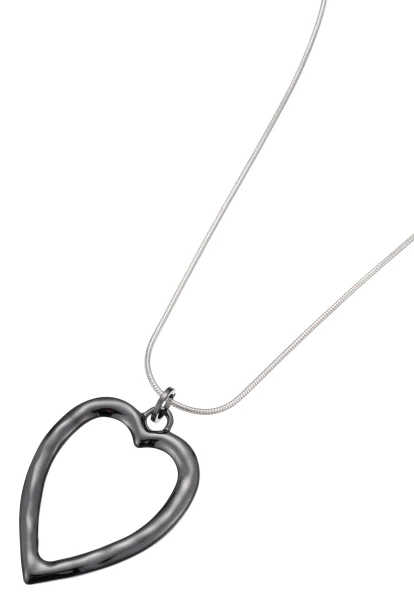 Leslii Lange Halskette Herz Gunmetal