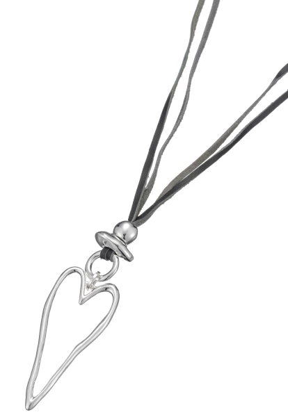 Leslii Lange Halskette Herz In Silber Grau