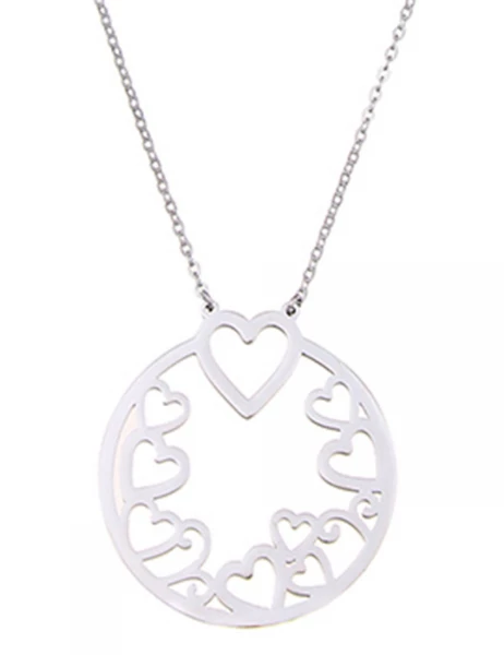 Leslii Lange Halskette Herz-Ring In Silber