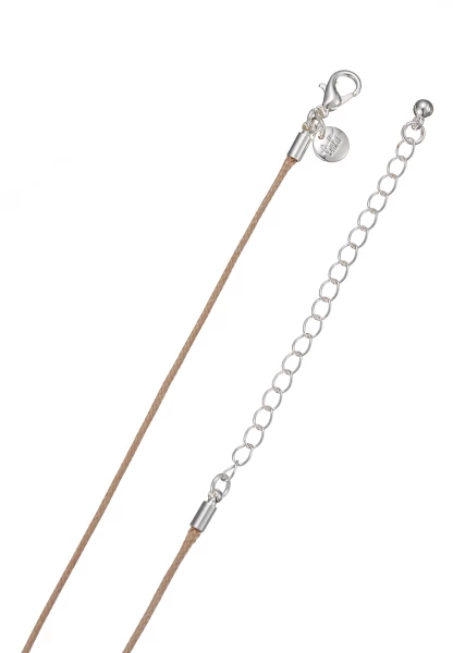 Leslii Lange Halskette Kreisanhänger Textilband Silber