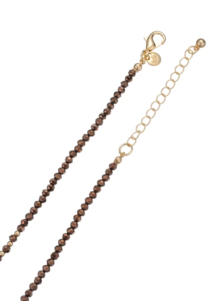 Leslii Lange Halskette Kristallperlen Und Lederlook Anhänger