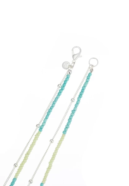 Leslii Lange Halskette Layering Glasperlen Türkis Grün