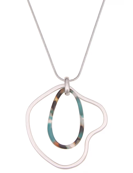 Leslii Lange Halskette Matt Schwung In Silber Türkis