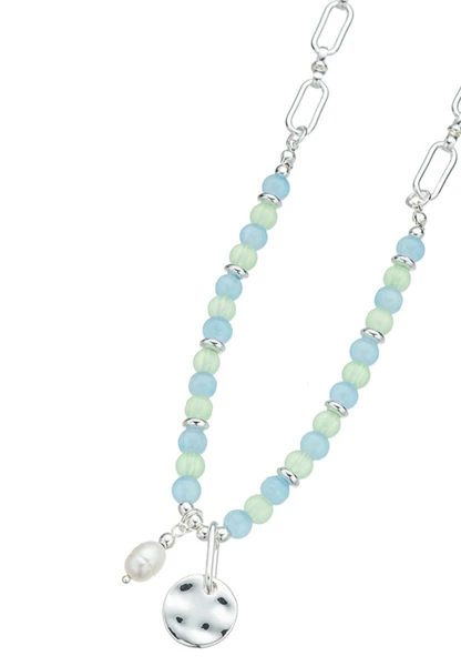 Leslii Lange Halskette Mit Glaskugeln Silber