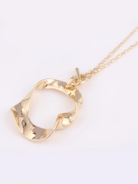 Leslii Lange Halskette Mit Goldenem Swing-Anhänger Statement Kette Halskette Länge 90cm T-Schließe