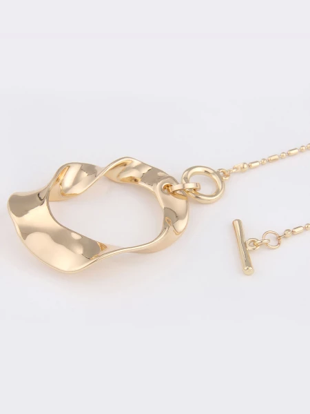 Leslii Lange Halskette Mit Goldenem Swing-Anhänger Statement Kette Halskette Länge 90cm T-Schließe