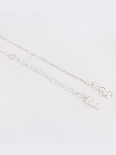 Leslii Lange Halskette Mit Rundem Anhänger Und Gebürstetem Metall In Silber Grau