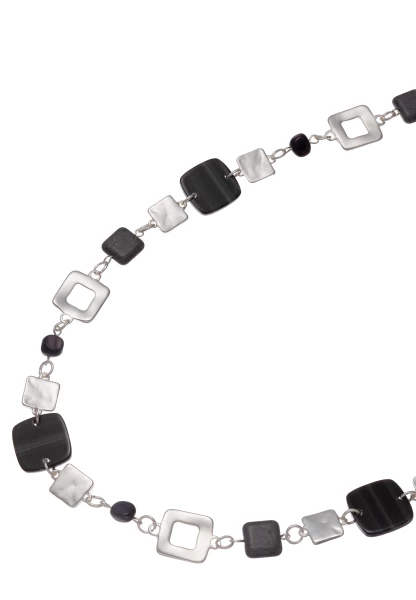 Leslii Lange Halskette Mit Scheiben In Schwarz Silber