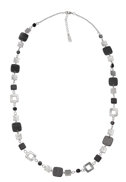 Leslii Lange Halskette mit Scheiben in Schwarz Silber