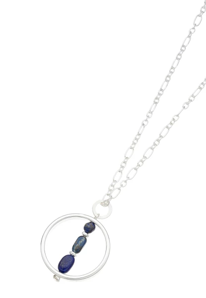 Leslii Lange Halskette Natursteine Silber Blau