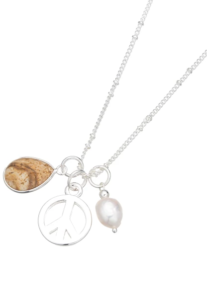 Leslii Lange Halskette Peace Silber