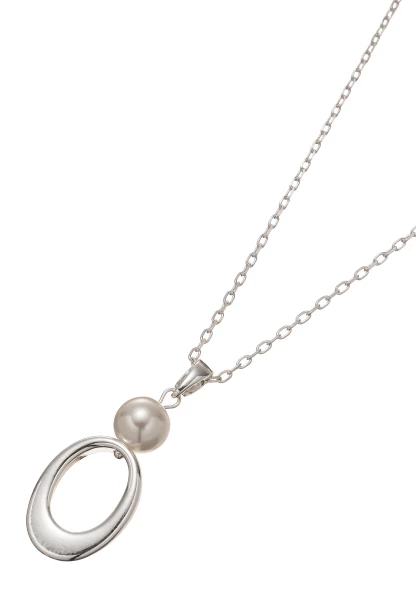 Leslii Lange Halskette Pearl Oval Silber