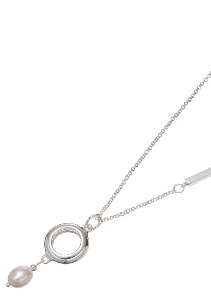 Leslii Lange Halskette Perlen-Anhänger Silber