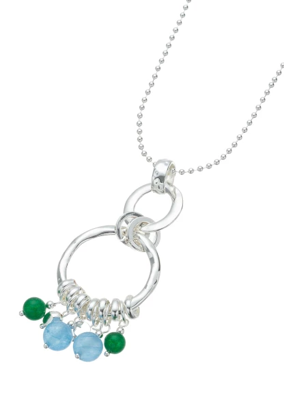 Leslii Lange Halskette Perlen Grün Hellblau