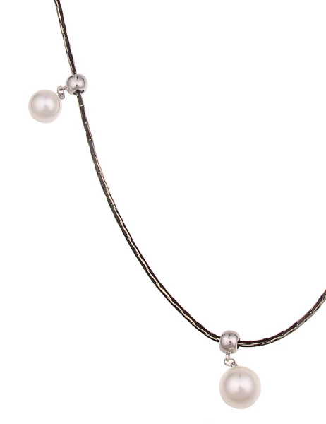 Leslii Lange Halskette Perlen Kugeln In Schwarz Weiß