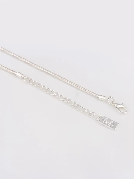 Leslii Lange Halskette Ring Anhänger Schlangen-Kette Silber