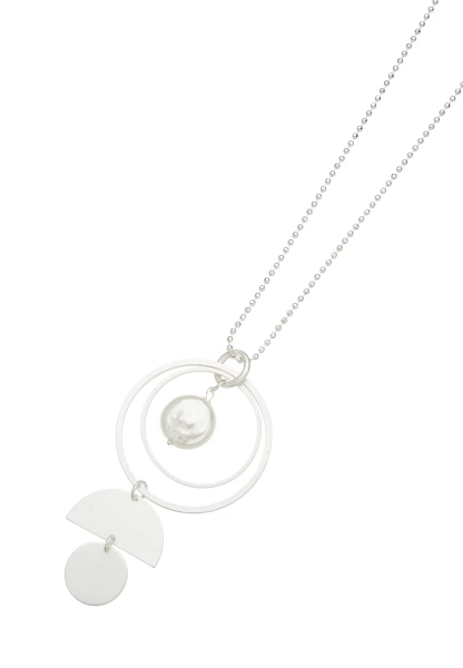 Leslii Lange Halskette Ringe Silber Weiß