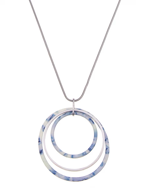 Leslii Lange Halskette Rings Silber Blau