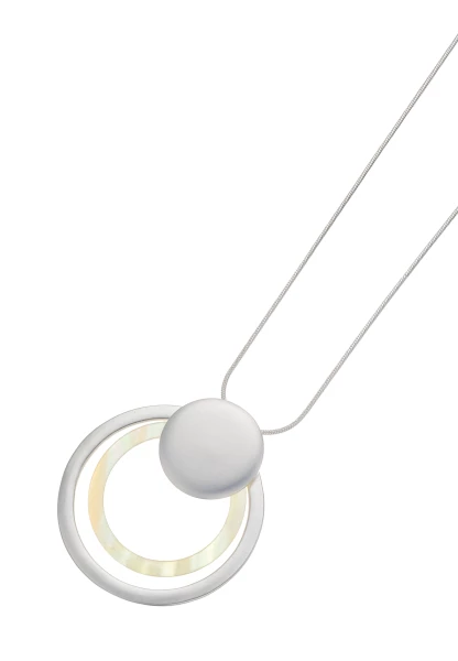 Leslii Lange Halskette Silber Muster Ring-Anhänger