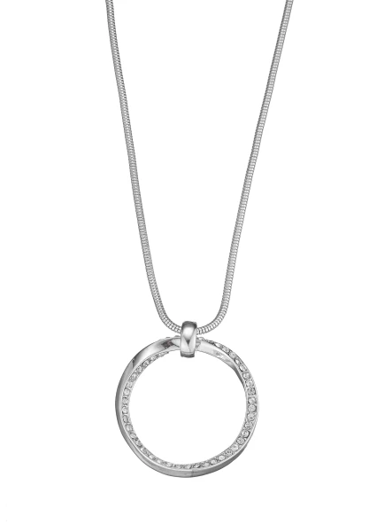 Leslii Lange Halskette Silber Spiralring Strass