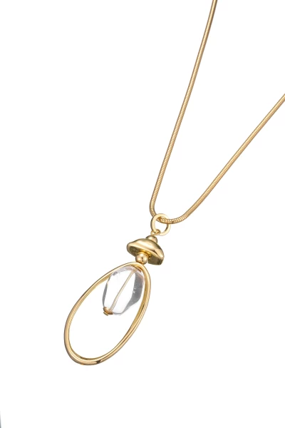 Leslii Lange Halskette Statement Mit Ovalem Anhänger