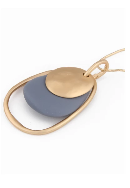 Leslii Lange Halskette Statement Mit Ovalförmigen Anhäng