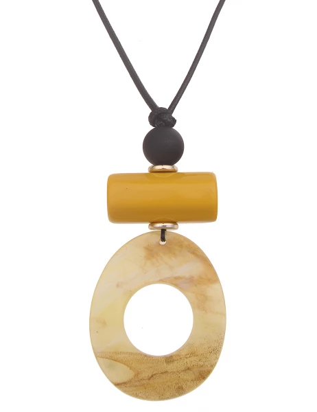 Leslii Lange Halskette Statement XXL-Anhänger In Schwarz Gelb