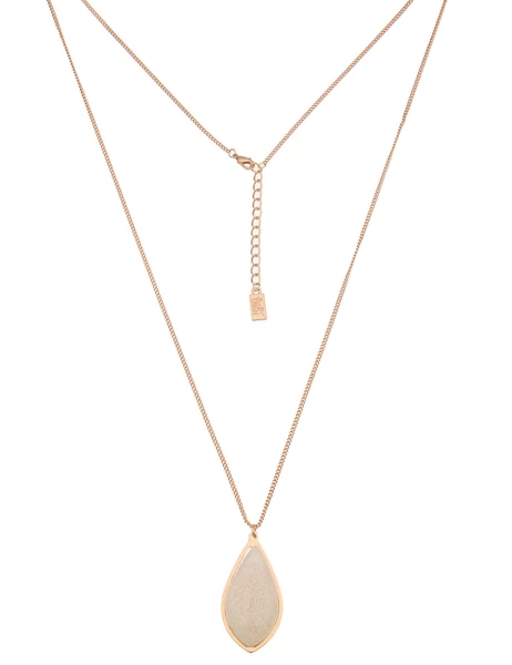 Leslii Lange Halskette Stein-Look in Gold Beige